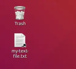 Desktop showing Trash icon and link to my-text-file.txt