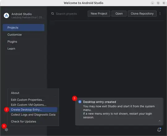 Android Studio welcome screen