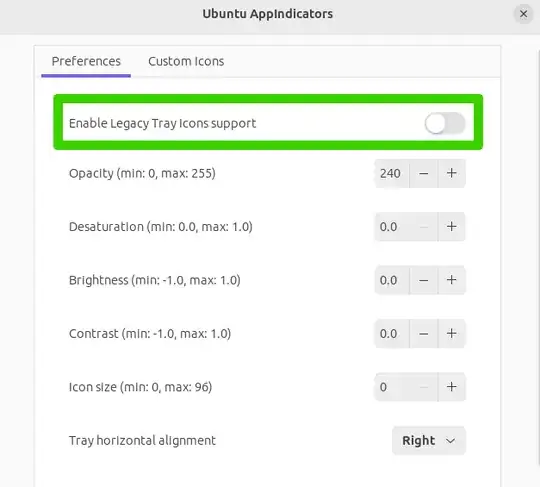 Ubuntu AppIndicators Settings