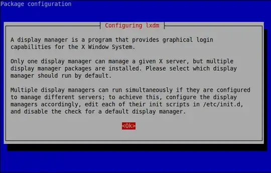 First screen produced by running sudo dpkg-reconfigure lxdm