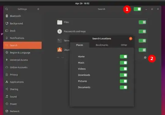 Tracker: System Settings > Search