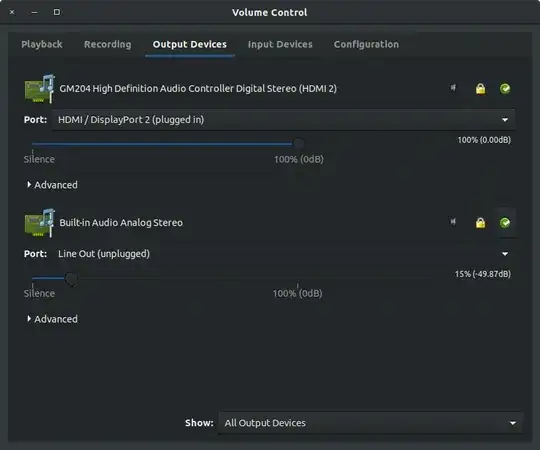Screenshot of Pavucontrol