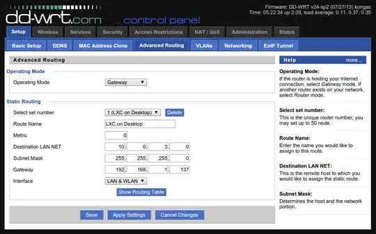 DD-WRT settings for static routing to LXC