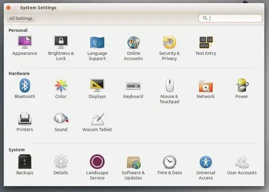 system settings panel