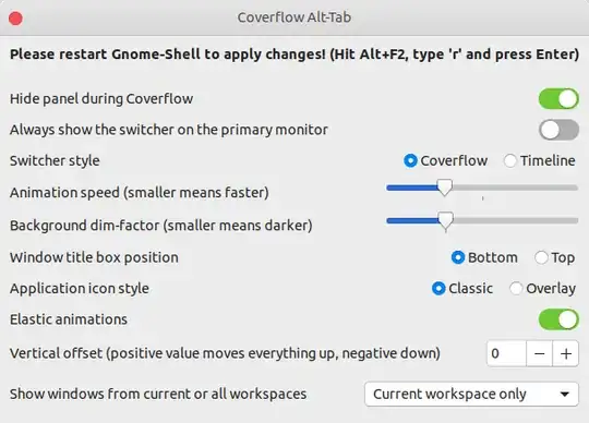Settings of **Coverflow Alt-Tab**