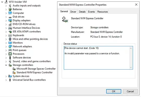 Windows device manager: This device cannot start. (Code 10) An invalid parameter was passed to a service or function.