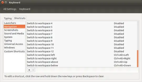 Keyboard settings shortcut tab