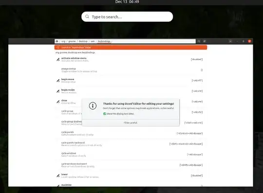 dconf-editor after Windows button
