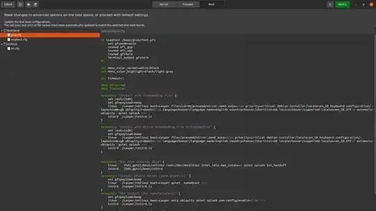Editing grub.cfg boot parameters to use preseeding file.