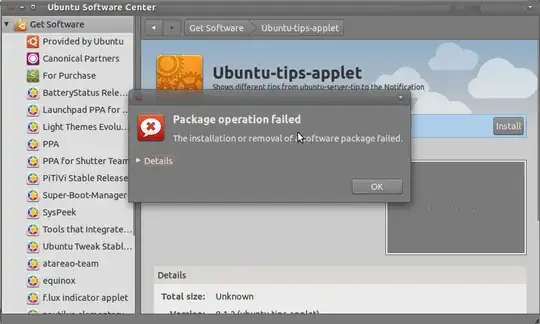 Package operation failed via Ubuntu Software Center