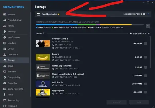 Steam Storage Settings