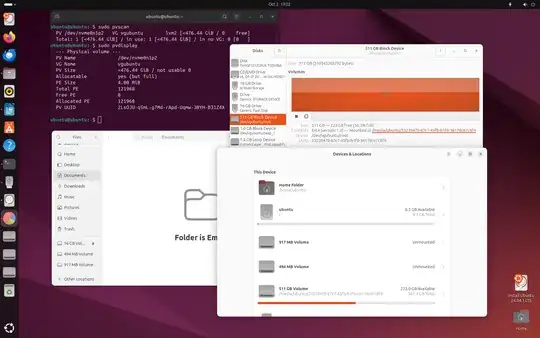 Terminal output + Disks + Disc Usage Analyzer
