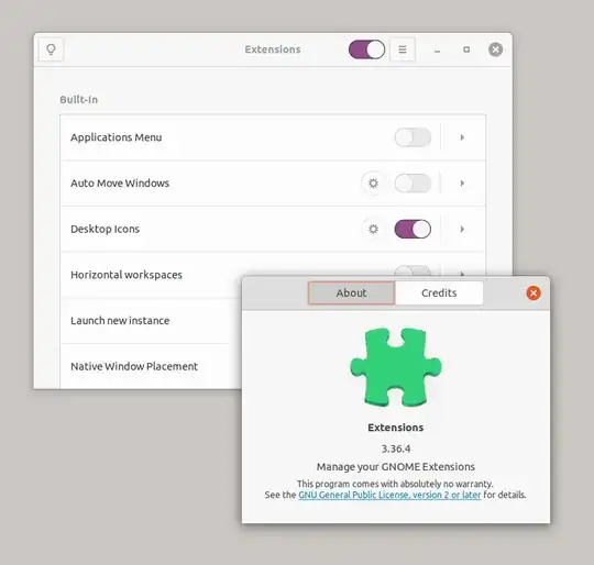 screenshot of the extensions app UI
