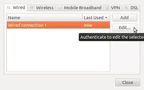 Edit wired connection