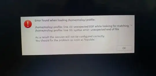 Photo of screen with erroe