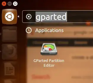 opening gparted from dash