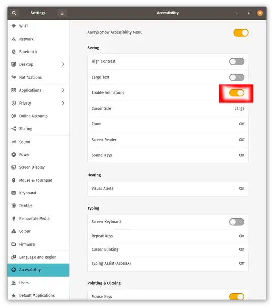 GNOME desktop disable effects