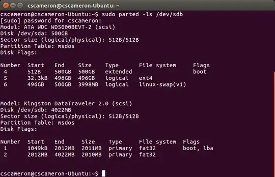 sudo parted -ls /dev/sdb