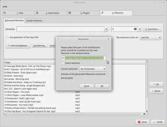 4. "Insert Part of Filename..." image showing how to select the filename by highlighting the preferred sections.