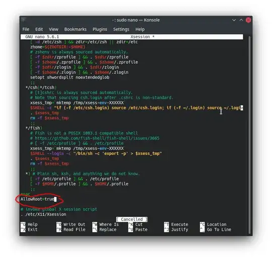 Preview of the file ./Xsession after editing