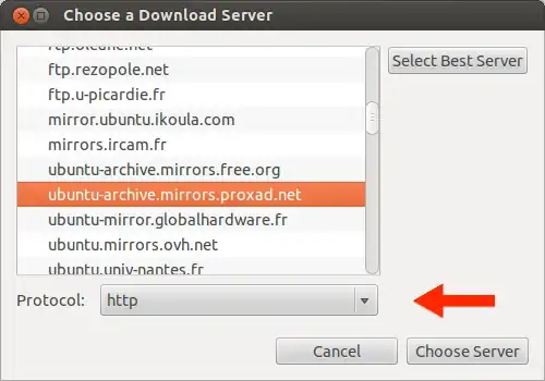 Choose a download server screenshot