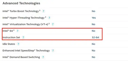 ark showing a 32-bit CPU