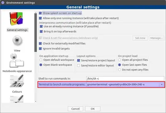 Dialog in codeblocks and place to launch the terminal with desired settings