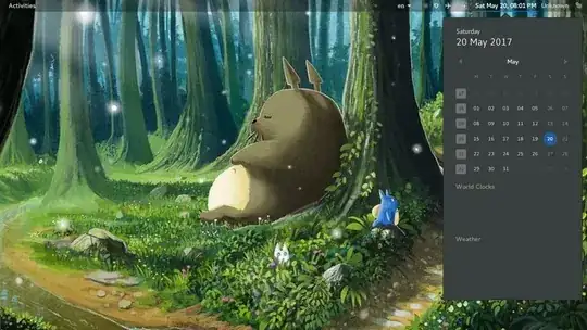 Example of one of the separate status menus