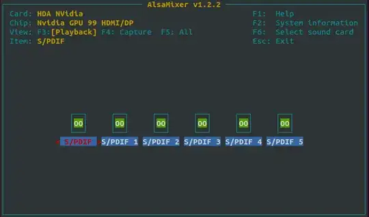 HDA NVidia Selected Card Alsamixer