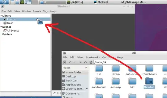 Screenshot of me dragging my Desktop folder into Shotwell to import the images it contains.