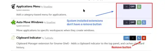 remove button for extensions