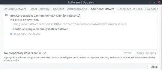 The additional drivers dialog is showing this: