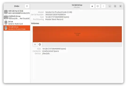 using the Disks utility 4