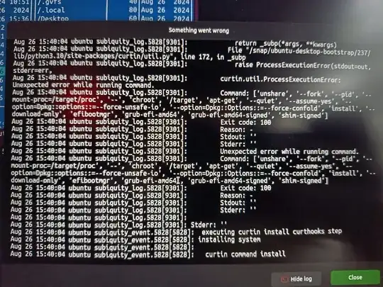 error screen with code