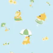 "Psyduck is enjoying a relaxing day at the beach with Alolan Exeggutor. This could do wonders for the headache it's constantly plagued by."