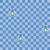 "Golduck swims elegantly across this checkered-patterned sea. Its long, webbed limbs help to make it an adept swimmer."