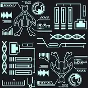 "Mewtwo is a Pokémon created by genetic manipulation. These designs are supposedly classified documents smuggled from an underground organization."