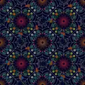 "Spinarak sets a trap by spinning a web with thin but strong silk. It nests among the colorful flower patches, creating a beautiful floral pattern."