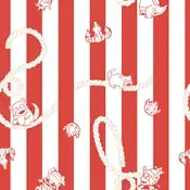 "Slowking stands among the red and white stripes, similar to the pattern around its neck. It appears to be in deep contemplation."