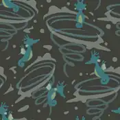 "It is said that Kingdra creates giant whirlpools every time it moves. Their motion seems to have created the whirlpool waves on this sailor stripe pattern."