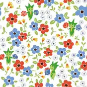 "Roselia is gracefully standing in a field full of colorful flowers. It is said that the more energetic roselia is, the more relaxing the person who produces a good scent from the flowers."