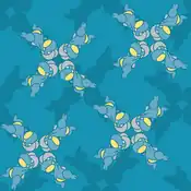 "The plaid-like pattern is the silhouette of Bagon, who hits its head as hard as steel. Live alone without forming a flock. It is said to have a stone head that splits hard rock into two with a single blow."