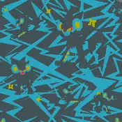 "Luxray can illuminate itself in the dark with lightning. Its sharp eyes can find prey hidden behind walls. The design of this pattern is based on its blue and black fur."