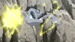 Thunder Punch being used by a wild Geodude