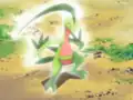 Ash's Grovyle emitting an aura before its Evolution in Odd Pokémon Out!