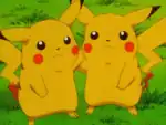 Ash's Pikachu and Duplica's Ditto transformed into him (including his face)