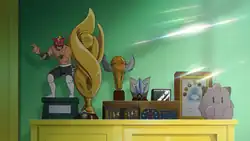 Ash's trophy display (third from the left)