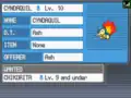 The summary of a deposited Cyndaquil in HeartGold and SoulSiver.