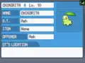 The trade summary of a searched Chikorita in HeartGold and SoulSiver.