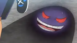 Gengar hiding in Ash's shadow